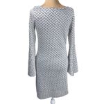 Basically Me Dress V-Neck Bell Sleeve Chevron Black White Size L Large Photo 2