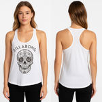 Billabong Tank Top Womens Size Medium White Racerback Skull Graphic Boho Edgy Photo 1