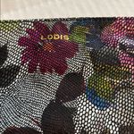 LODIS BRAND FLORAL LEATHER WRISTLET SOFT LEATHER GOLD HARDWARE ZIP CLOSURE Black Photo 2