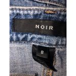 Noir Denim Mini Skirt Size 8 Patchwork Raw Hem Blue Front Pockets Boho Festival Photo 1