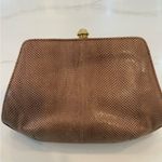 Snakeskin Tan with gold bottom clutch Brown Photo 1