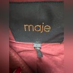 Maje  Bixente Lamb Leather Red Moto Belted Jacket in Bordeaux Size FR 40 US 10 Photo 8