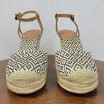 Crown Vintage Womens Alina Sandals 10 Black White Diamond Print Espadrille Wedge Photo 2