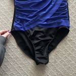 MagicSuit Lisa Draped One Piece Swimsuit Size 12 Blue Tummy Control Slimming Photo 2