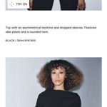 ZARA NWT black ruched asymmetrical shoulder asymmetrical hem top Photo 2