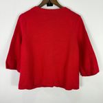 Chico's  Cardigan Jacket 1 Red Cotton Retro Preppy Mod Grandma Statement Buttons Photo 5