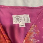 Destination 365 women's large Vibrant Pink Orange Floral Dress Swiss dot guest Photo 2