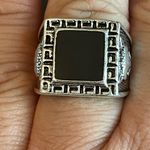 Fox pattern square obsidian S925 silver ring Size 8 Photo 7