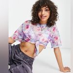 Nike Womens Size M Tie-Front Mesh Crop Top Floral Pastel Y2K Vaporwave Aesthetic Photo 0