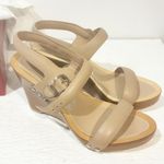 Salvatore Ferragamo  Size 7C Tan Leather Wedge Strappy Sandal NEW Photo 3
