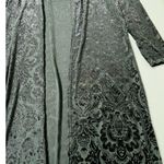 Windsor Black Velvet Floral Victorian Lace Print Full Length Cardigan Sweater Shawl Size S 🖤 Photo 2