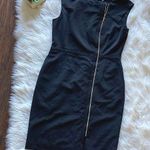 Ellen Tracy Black Front Zip Crepe Sheath Dress Photo 2