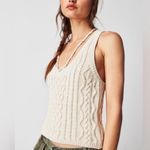 Free People  Large High Tide Cable Knit Tank Cream Fall Boho Minimal Fisherman Photo 7