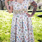 Dolly and Dotty Lily Stiletto Print Off Shoulder Dress Size 16 White Photo 0