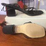 Nine West NEW  Vintage 90s Leather Black White Two Tone Chunky Block Heel Sandals Photo 3