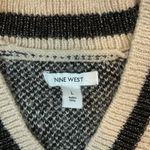 Nine West Camouflage Sparkle V Neck Sweater Womens Size L Neutral Metallic Photo 1