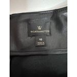 Worthington Black Faux Leather Pencil Skirt Size 10 Embroidered Lace Detail Photo 2