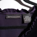 Impressions VTG Dark Purple Velvet Blouse 3/4 Sleeve Velour Top Dark Romantic 90s M Ruffle Photo 1