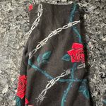 LuLaRoe Rock of Love Black w/ Red Rose & Barbed Wire Leggings One Size O/S OS Photo 3