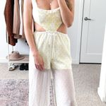 Tularosa Revolve White Yellow Sheer Cut Out Jumpsuit Photo 4