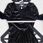 Topshop  Velvet Burnout Polka Dot Asymmetrical Hem Mini Dress in Black Size 6 Photo 6