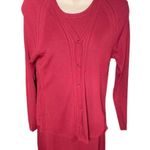 Womens Cardigan Knit Dress Set Red 2 Piece Coordinating Midi Size Medium u Photo 1