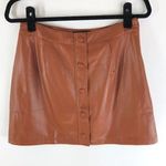 Lulus Most Fab Brown Vegan Leather Button-Front Mini Skirt L Photo 0