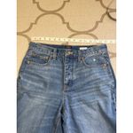 J.Crew  high rise straight premium edition button fly raw hem blue jeans,size 28 Photo 2