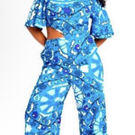 Rhode x Target Zinnia Floral Print Bell Sleeve Cut Out Jumpsuit Size Large Blue Photo 0