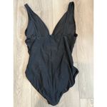 J.Crew  Black Minimalist Resort Vacation V-neck Ruched One Piece Swimsuit XXL Photo 3
