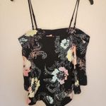 Free People Blouse Get Your Love Tank Top Floral Hibiscus Handkerchief Black Photo 2