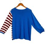 VTG Stars & Stripes Blue Colorblock 3/4 Sleeve Crewneck Pullover Knit Sweater Size L Photo 1