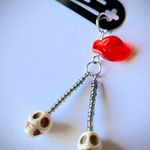 Handmade skull cherry goth Kawaii grunge dangle hair clip🖤💀🍒 Photo 1