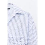 ZARA  Blue & White Oversized Crushed Striped Wrap Shirt Photo 6