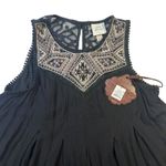 Knox Rose Black Embroidered Lace Yoke Sleeveless Tank Top Women's Size S Photo 2
