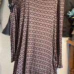 Long Sleeve Print Dress Round Neck Casual Brown‎ Black Brown Size XL Photo 0