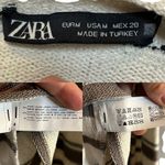 ZARA Crop Rustic Sweater Striped Long Sleeve Cotton White Black Crew Neck Medium Photo 4