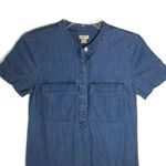 J.Crew  FACTORY Button Up shirt Dress Sz 00 Chambray Blue Pocket Short Sleeve Photo 3