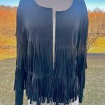 Vocal  Black Fringe Faux Suede Jacket Photo 4