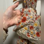 Anthropologie Red and Cream Floral Scarf Boho Photo 1