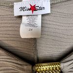 Miss Star Dress Womens Plus 2x Taupe Gold Tone Accent Casual Wavy Design Midi B2 Photo 2