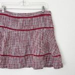 Banana Republic [] Red Pink Tweed Flounce Hem Tiered A-Line Mini Skirt Size 12 Photo 6