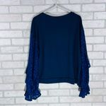 Ro & De  Tariro Navy Pullover Top with Lace Sleeves Size L Photo 6