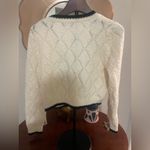 SheIn Adorable Cream Tie Front Cardigan w/ Black Trim Scandi CottageCore Knit Cozy Photo 8