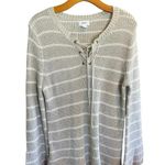 Old Navy striped tan and white coastal knit flare sleeve Photo 7