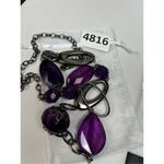 Lavender purple beaded and silver disc chain necklace long statement necklace Photo 6