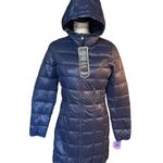 Adventure Blue Ultra Light Down Long Hooded Jacket Size X Photo 0