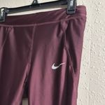 Nike  Dri-Fit Cropped Leggings Womens Size Medium Maroon Red Mesh Athletic Active Photo 3