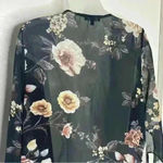 Iris  Sz S Womens Black Sheer Floral Open Front Kimono Side Splits Lace Photo 6