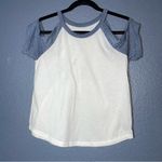 Live Love Dream Cold-Shoulder Baseball T-Shirts Womens X-Small
White Navy Graphic T-Shirt top Photo 2